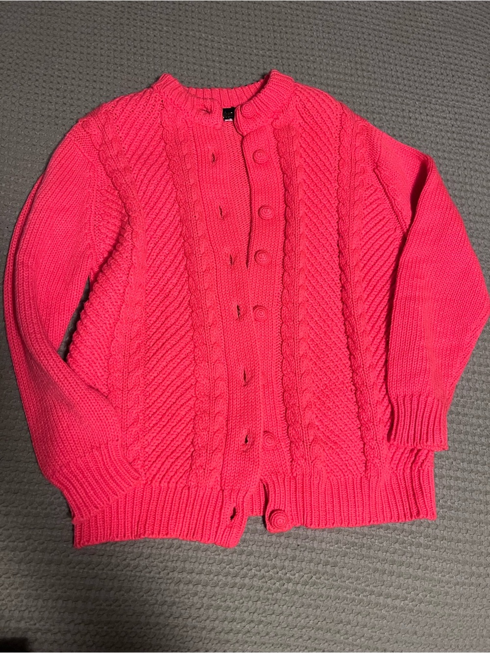 Vintage Neon Pink Cable Knit Cardigan